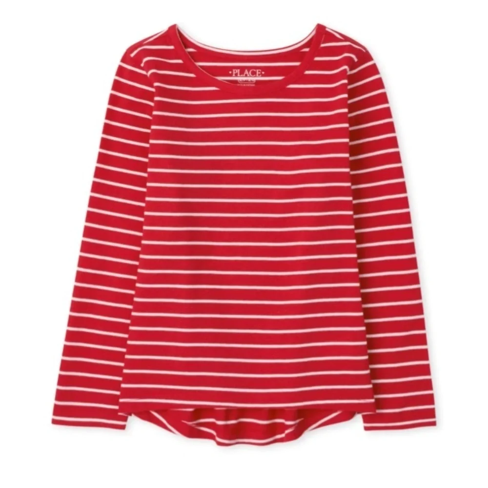 NEW - The Children’s Place Girls Striped Basic Layering Tee - Classicred. (5/6)